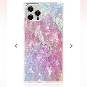 FLAUNT IPHONE 17 + MAGSAFE SQUARE PINK MOTHER OF PEARL IPHONE CASE & RING STAND